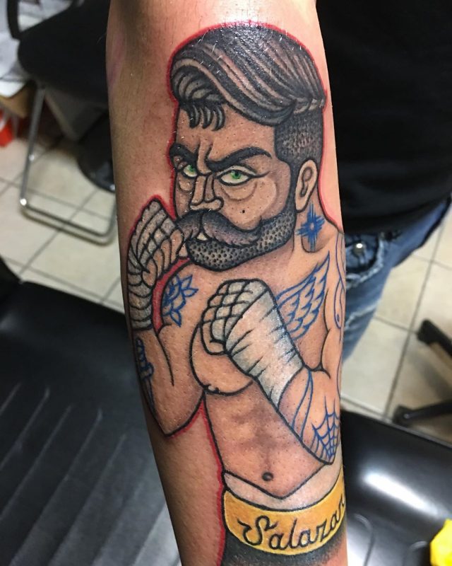 Mark Paxton👽 Alamogordo NM 2019.12.22 2 of 4 The tattoo I did today 🥊 traditionaltattoo art tattoos artist boxertatt