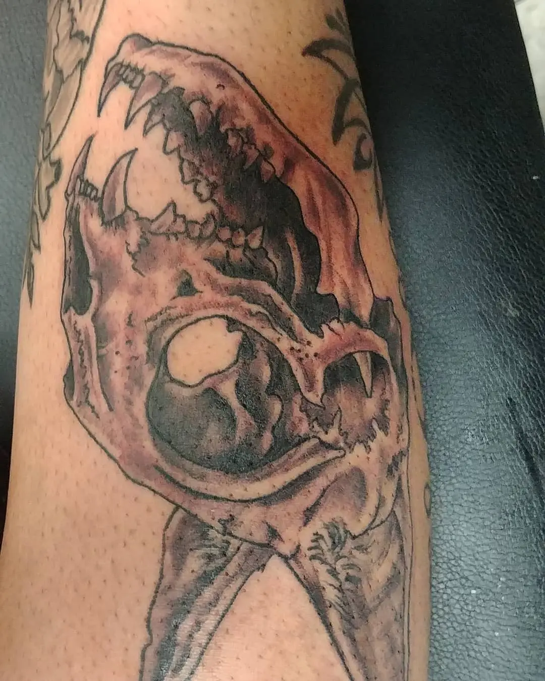 2019.03.07 James @tat2knight did a crazy job on my cat skull 😭 . . cattattoo catskulltat
