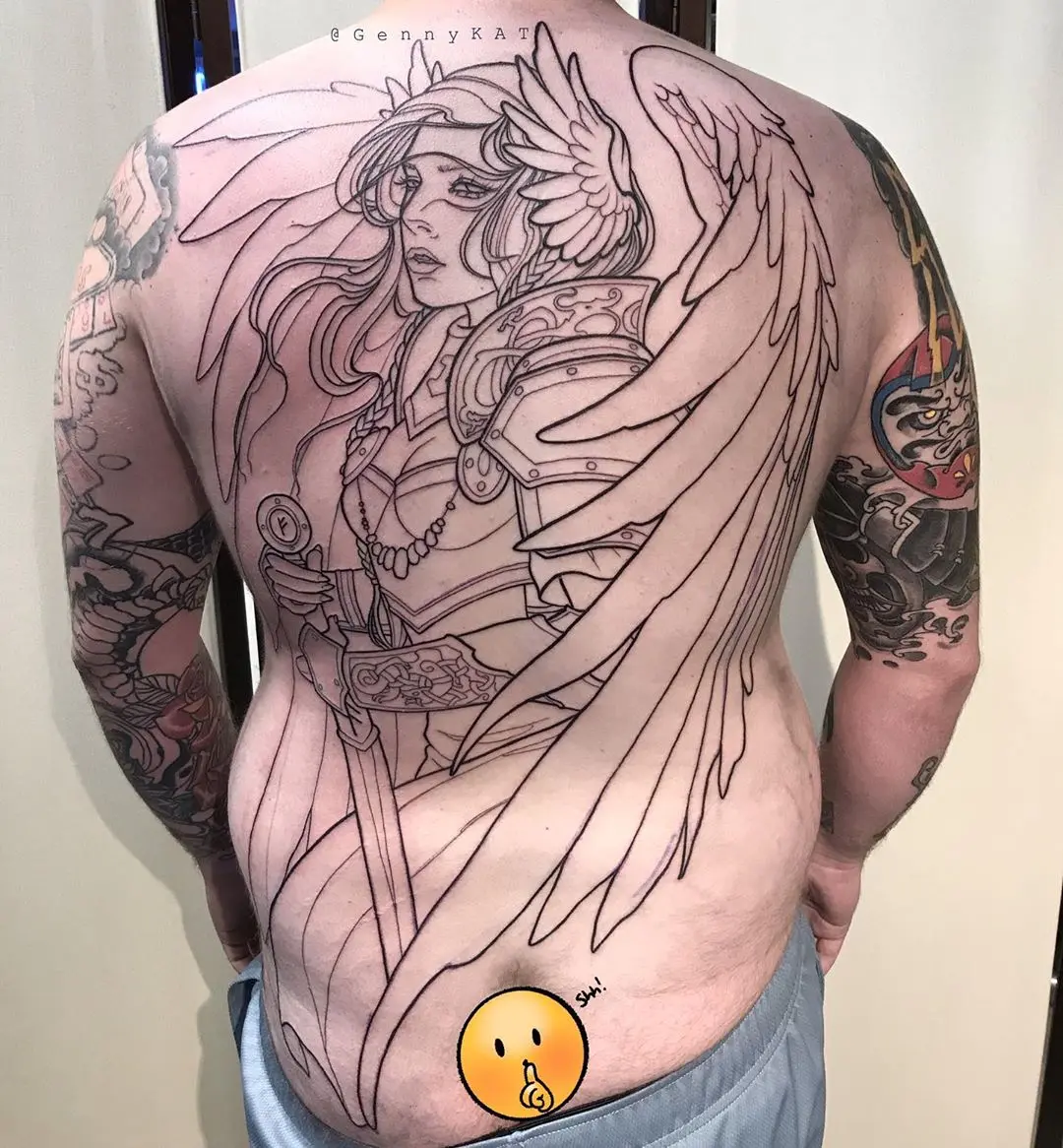 𝙶𝚎𝚗𝚎𝚟𝚒𝚎𝚟𝚎 𝙺𝚎𝚗𝚝 𝙱𝚎𝚝𝚑𝚕𝚎𝚢 2020.08.09 Late night post of this Valkyrie back piece I started today on @puddlewizard Th