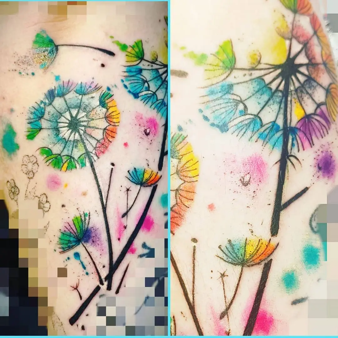 Corazon Tattoos LTD 2020.08.04 dandelions floral dandeliontattoo watercolortattoo watercolor