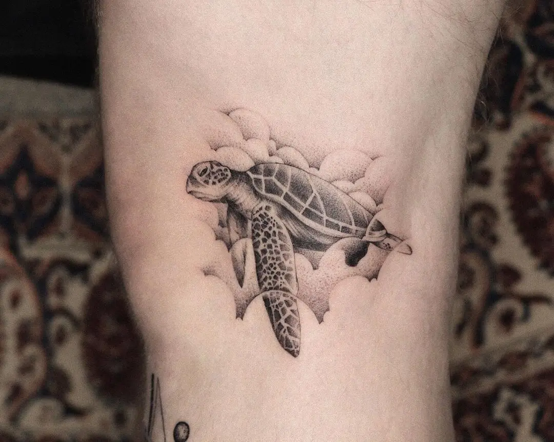 Galerías de Tatuajes Increíbles 94 부산타투 • 김밥 2020.09.12 바다를 주제로한 누드체어 9월 이벤트작업했어요 구름속의 바다거북🖤 Done at @nudechair