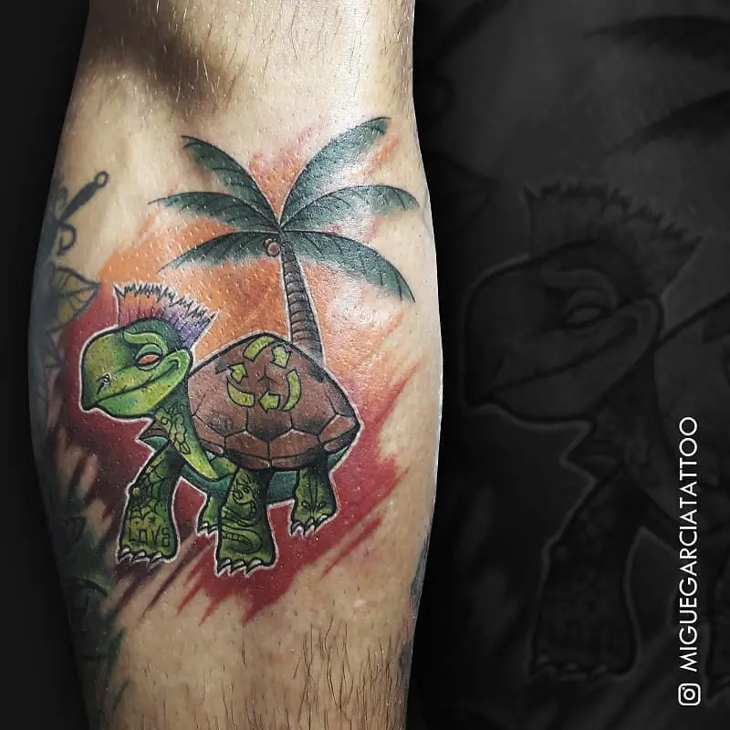 Galerías de Tatuajes Increíbles 68 Santería Tattoo Shop 2020.09.11 Una tortuga muy responsable que reduce recicla y rehusa en su visita por @sante