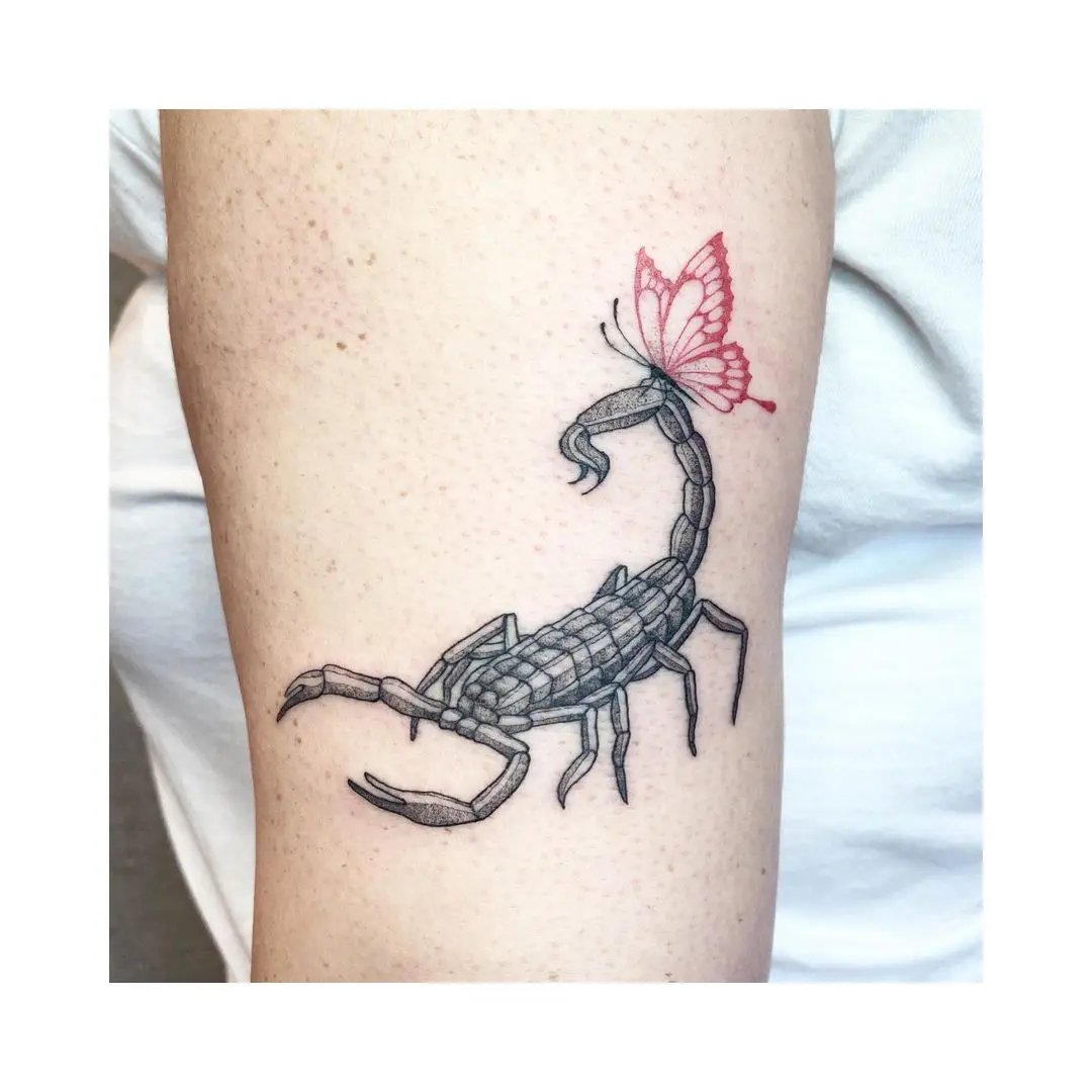 Galerías de Tatuajes Increíbles 17 Cody William Wicker Art 2020.12.12 Scorpion and lil red butterfly on @mariahelizabth thank you for coming in 🦂�