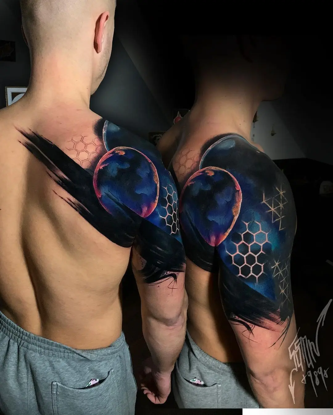 Incredible Tattoo Galleries 9 Andras Kovacs 2021.02.04 2 of 3 Massive Cover Up PT.2. with some Freehand 🪐 swipe for the video 💥📽 cover
