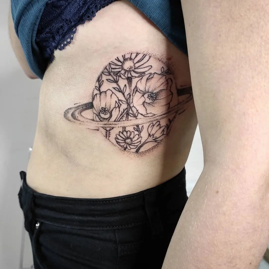 Incredible Tattoo Galleries 12 Berenger Poudes 2021.02.02 🪐🪐 Saturne en fleur 🪐🪐 Merci davoir confie ce beau projet sur une zone si d