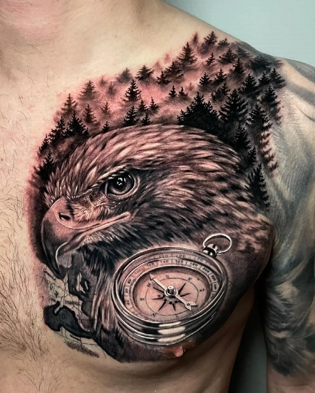 Incredible Tattoo Galleries 16 Arnaud Pradier 2021.03.18 Eagle 🌿 Thanks @swl.jdaniels for this one • eagle compass forest eagletatto